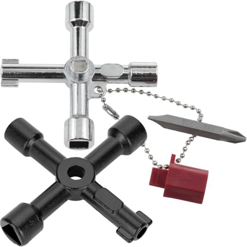 JEYORZY 2pcs Llave Multifuncional, Llave Utilidad Multifuncional 4-Puntas, Llave Universal Para Cajas Agua, Llave Triangular, Para Cajas Medidores Gas, Llaves Puertas Correderas, Contadores Agua Llave