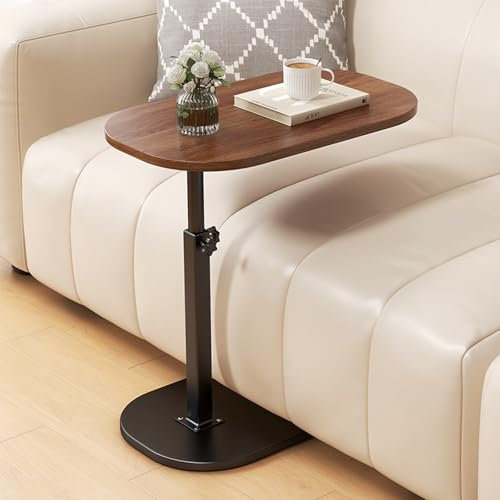 Table D'appoint en Forme de C, Coulissante 360 ° Pivotant Canapé D'appoint, Réglage Flexible de La Hauteur 45-80 Cm, Table Canapé pour Ordinateur,Montage Facile, pour Salon, Chambre, Balcon