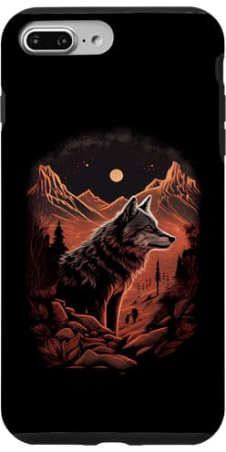 iPhone 7 Plus/8 Plus Wolf with Mountain Sunset Retro Wildlife Adventure Case