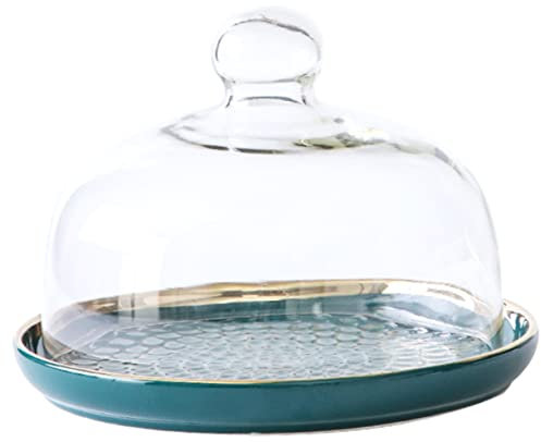 Generico Tortiera in Ceramica Piatto da Portata Supporti per Torte Nuziali Mini Torta Vassoio Porta Torta con Coperchio Tortiera con Coperchio Sottotorta Quadrato Ciotola Green Bicchiere