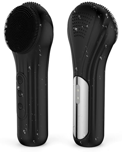 Brosse de nettoyage du visage rechargeable étanche pour nettoyer exfolier le visage masser exfoliant électrique pour femmes et hommes (Noir)