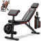 XDDIAS Hantelbank Klappbar mit Beinstrecker und Preacher-Curl-Polster, Verstellbar Trainingsbank für das Heim-Fitnessstudio, Faltbare Trainingsbank, Schnell Zusammenklappbare Neigung/Neigung