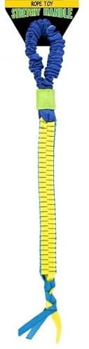 Dog Bungee Woven Tug Toy, Bright Yellow and Blue, 55cm, Expandable, Braided, Tug Ropes, Dental Health, Durable Woven Ropes, Dental Cleaning, for All Breeds, Puppies, Small, Medium or Large Dogs.