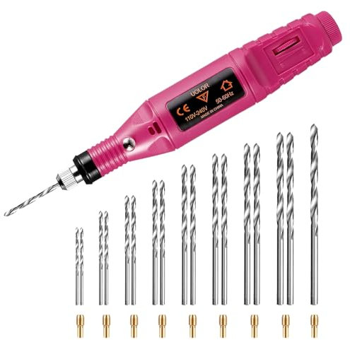 Kit de Perceuse Électrique 228 Pièces – Perceuse à Main Perceuse Manuelle de Précision avec 17 Forets (0,8 à 3,0 mm) et 200 Vis à Œil pour Bois, Résine, Bijoux, Plastique, Bricolage