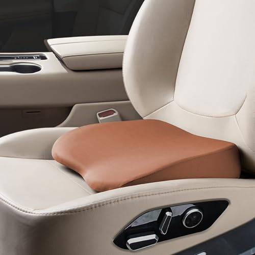 Rngwxoe 2-In-1 Keilkissen Auto Sitzkissen oder Lendenkissen - 9 cm Weich Memory Foam Autositzkissen Fahrersitz - Komfort Autokissen Sitzkeilkissen Steissbeinkissen für Auto und LKW, Braun