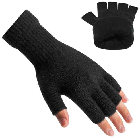 Rahhint Alpaka Wolle Fingerlose Winterhandschuhe Doppellagig - Elastische, Atmungsaktive & Wärmendehandschuhe zum Tippen, Arbeiten, Fahren - Thermo Handschuhe für Büro, Homeoffice und Freizeit