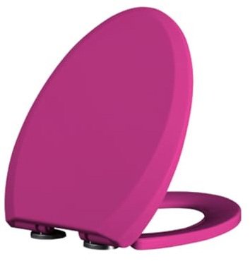 JNTFNE Pink, Elongated Toilet Seat Slow Closed, Colored for V Shape Bowl Quick-Release Lid and Seat, Plastic