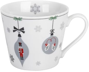 Krasilnikoff - Tasse - Happy Cup HC462 - Christmas Ornaments V1 - Tasse aus Porzellan mit Henkel - WEihnachten