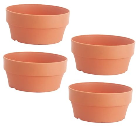 ifundom Pot de Fleurs Rond Style Japonerie en Plastique, Lot de 4, Kaki | Trous de Drainage, pour Succulentes et Petites Plantes, Usage Bureau ou Maison, Pratique