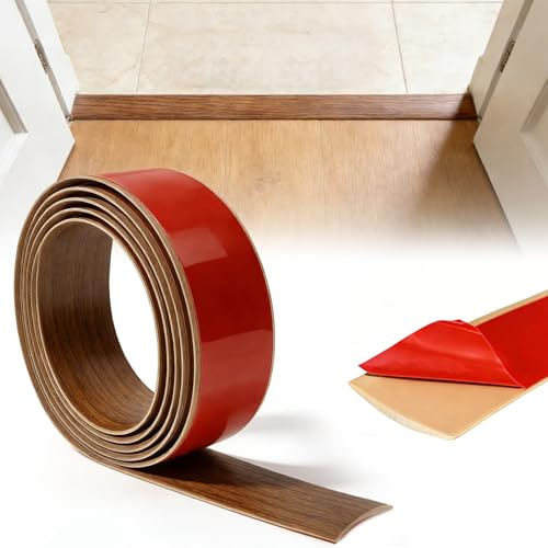 PVC Übergangsprofil Selbstklebend, 2M*5CM Übergangsleiste Boden, Türleisten Boden Selbstklebend Holzmaserung Übergangsleiste, zum Verbinden von Bodenlücken (Braune Holzmaserung)