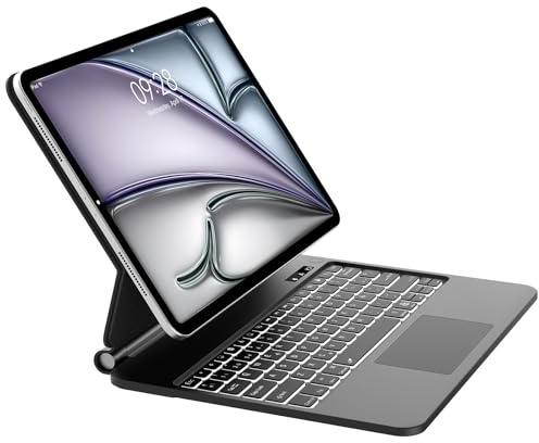 Tiiomioon Teclado para iPad Air 13'' M4 2026/ M3 2025/ M2 2024- Negro | Español Ñ Teclado para iPad Pro 12.9'' 2022/2021/2020/2018- Magic Keyboard Bluetooth Desmontable Retroiluminado para Air 13''