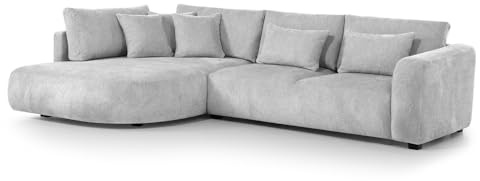 MW EURO-MEBLE Ecksofa Jacobs L - Wohnlandschaft, Polstersofa, Polstercouch (Linke Seite - Hellgrau: Tresor 05)