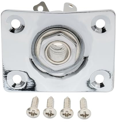 Musiclily 1/4 Rectangle Output Jack Plate Socket for Electric Guitar, Chrome