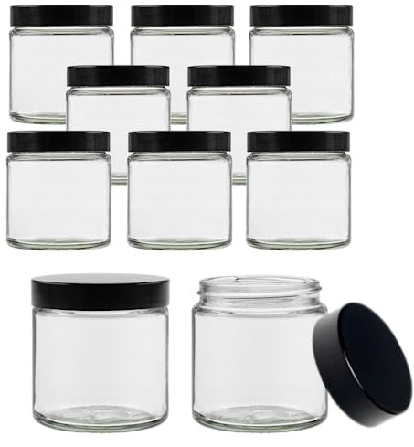 Viva Haushaltswaren Lot de Pots en Verre avec Couvercle, Verre, Transparent, 60 ML