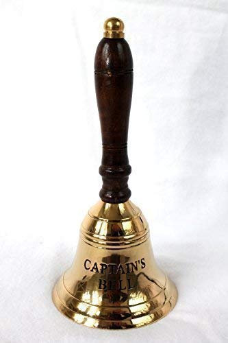 Glocke Tischglocke ca. 18 cm Ø 9 cm Messing Kapitän Handglocke