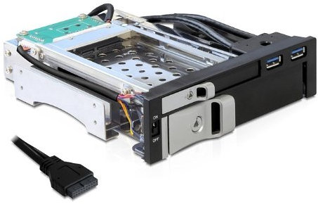 Wechselrahmen für 1 x 2,5'' & 1 x 3,5'' SATA Festplatten, 2 x USB 3.0 Ports in 5,25'' Schacht, Delock® [47209]