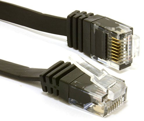 kenable Flach CAT6 Ethernet LAN Patchkabel Kabel Verluste Profil Gigabit RJ45 30 m Schwarz [30 Meter/30m]