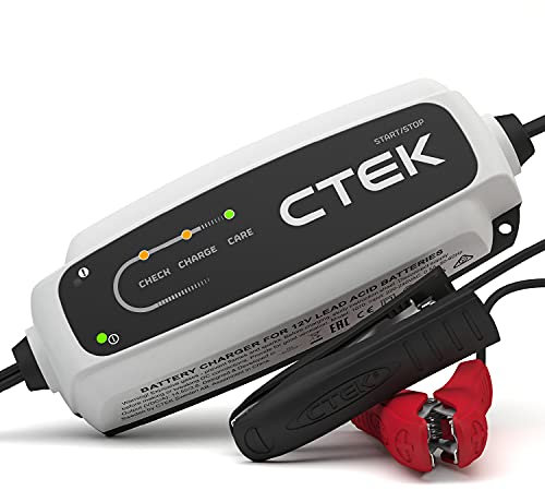 CTEK 40-106 CT5 Start/Stop, Battery Charger 12 V, Trickle Charger, Intelligent Charger, Car Battery, Charger, Battery Care with Desulphation Program and Start/Stop Technology, White/Black