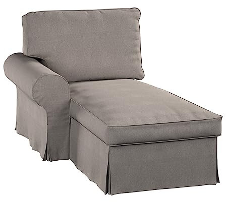 Dekoria Ersatz für Bezug für Ektorp Récamiere Links Sofahusse passend für Modell Ektorp beige-grau