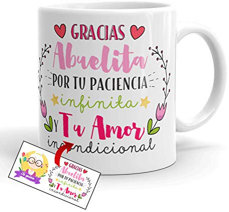 Kembilove Taza Desayuno para Abuela – Taza Original con Mensajes Graciosos – Taza con Frase Gracias Abuelita – Regalos Originales Tazas de Té para Abuelas