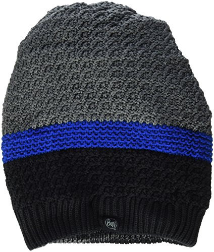 Buff Knitted Neckwarmer Hat Ridle Mütze, Mehrfarbig (Grau/Blau/Schwarz), One Size