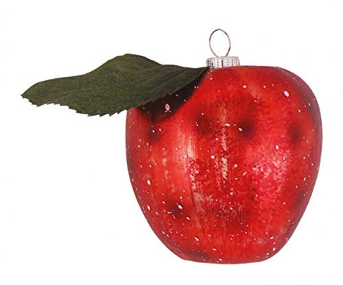 Krebs Glas Lauscha - Christbaumschmuck/Weihnachtsbaumanhänger aus Glas - Motiv: Apfel - Farbe: Rot - Größe: 10 cm