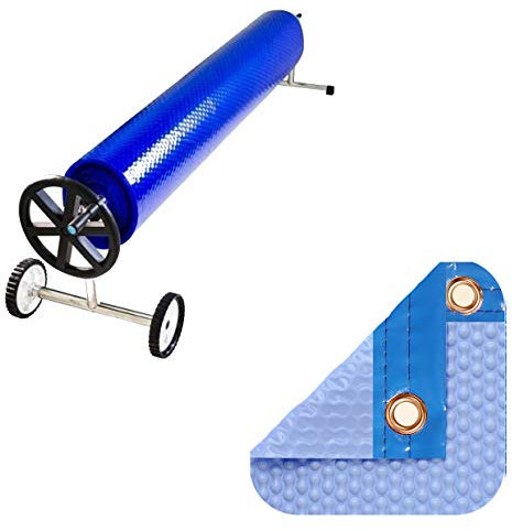 International Pool Protection Thermodecke-Set mit 500 Mikron Coolguard mit Rundumverstärkung (8 x 4 m) + 81 mm Teleskoprolle