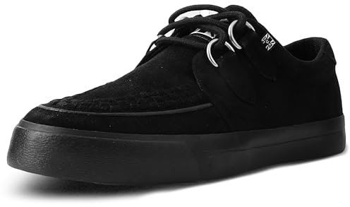 T.U.K. Vegan Creeper Sneaker - Zapatos Hombre y Mujer - Color Black Suede - Zapatos con Cordones Estilo Puck, Gótico y Rockero - Talla EU40