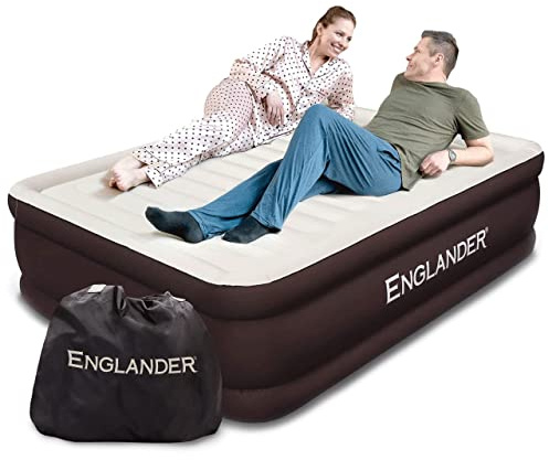 Englander Primo materasso ad aria di Microfibra, materasso gonfiabile di Microfiber con la cima incorporata marrone/crema della regina della pompa