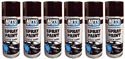 400ml Auto Extreme Professional Quality Perfect Finish Black Satin Aerosol Spray Paint Cans For Cans Bikes Vans & Other surfaces (6)
