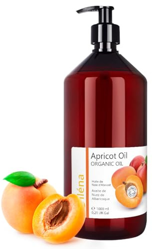 Organisches Aprikosenkernöl NATIV 100% Reines Bio-Öl Intensive Feuchtigkeitspflege Ideal für Trockene & Empfindliche Haut Verbessert Haar, Nagel & Hautstruktur 1000 ml