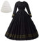 GRACEART Medievale 1860 Femme Renaissance Robe Victorienne Robe Gothique Longue Deguisement MéDieval Cosplay Medieval Vintage Jupe Retro Robe (L, Noir)