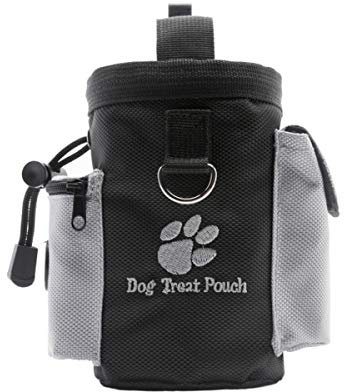 Hotgirlhot Futterbeutel für Hunde,Hunde Leckerlitasche Snack Bag mit Clip & Verfügbares Tasche für Hundetraining und Ausbildung - Wasserfest und Abwaschbar,12.50 * 8.00 * 12.50CM (Black)