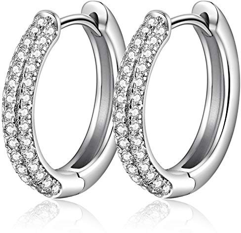 Creolen Silber 925 Herren Damen Ohrringe Creolen Herz 925 Sterling Silber Kleine Creole Weißgold 18mm