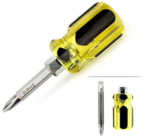 Buspoll Stubby Magnetic short Screwdriver with Phillips and Flat Heads - Perfect for DIY Repairs
