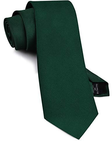 Gusleson 3.15(8cm) Mens Dark Green Ties Solid Silk Necktie For Men Wedding Business (UK0791-02)