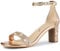 Allegra K Women's Glitter Ankle Strap Chunky Heeled Sandals Rose Gold 5 UK/Label Size 7 US