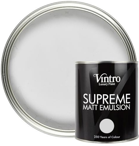 Vintro | Luxury Matt Emulsion | Light Grey | Smooth Chalky Finish | Multi Surface Paint | for Walls, Ceilings, Wood and Metal | (Chrysler - Grey, 1 Litre)