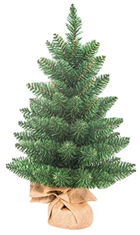 Mini albero di Natale da tavolo, 60 cm, albero di Natale artificiale con base in lino, per finestre, riunioni di famiglia, giardino