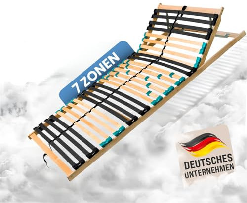 Coemo 7 Zonen Lattenrost DRÖMSON - Kopfteil verstellbar, 28 Leisten Lattenroste, Mittelgurt, 70 x 200 cm, preisgünstiger Bausatz