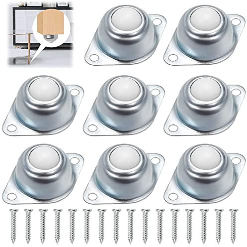 Homefantasy 8 Stück Kugellager Kugelrollen, Nylon Kugelrollen, Möbelrollen, Klein Flach Kugelrollenlager, Transfer Lager Rollen mit 16 Stück Schrauben, für Möbel Förderrolle, Maschinen, Gepäck