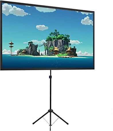 Beamer Leinwand mit Stativ, Tragbar Projektor Leinwand 100 Zoll, 16:9, 4K HD ProjektionLeinwand, Leicht und Kompakt, tragen, Ideal für Heimkino, innen/außen Filme.