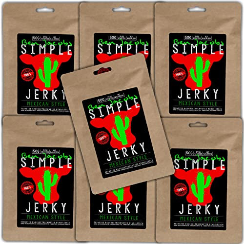 Beef Jerky, Mexican Style 6 x 50g, bœuf nourri à l'herbe autrichien de qualité supérieure, sans additifs ni conservateurs (Mexican Style)