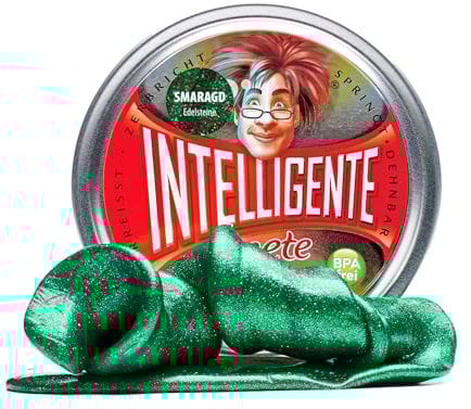 Intelligente Knete - Das Original! Smaragd mit Glitzer-Effekt - Kinderknete und Therapieknete in einem - besser als jeder Stressball! Für Kinder und Erwachsene (Standard-Dose, 80g)