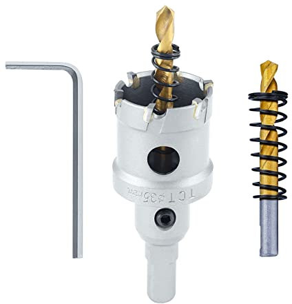 Luomorgo Scie-cloche en carbure de tungstène TCT de 35 mm avec 2 forets pilotes plaqués titane pour métal, fer, acier, bois, plastique