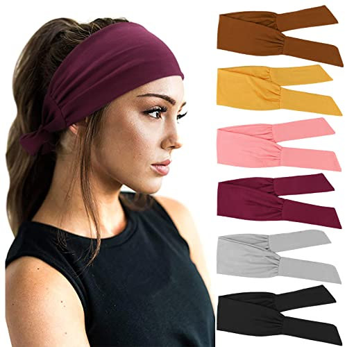 DRESHOW 6 Stück Damen Boho Stirnband Gedruckt Stirnbänder Verdrehtes Elastische Kopf Wickeln Haarschmuck