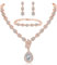 Deyanse Wedding Jewellery Sets for Women, Silver Teardrop Bracelet & Necklace and Earring Set with Cubic Zirconia, Rose Gold Plated Jewellery Set for Bride for Wedding with Gift Box