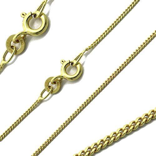 G & J Goldkette Panzerkette flach massiv 333 8Karat 0,80mm 38-60cm feine zarte Halskette Collier für Damen. Made in Germany (50 cm)