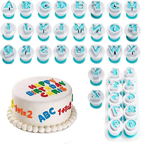 Alphabet Fondant Cutter Kuchenform, Kekse, 36 Stück, Alphabet und Zahlen, Fondantschneider, zum Backen, Dekoration von Keksen, Zuckerpaste, Cookie