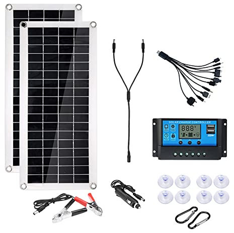 Kit de Panneaux solaires, Panneaux solaires Flexibles 50 W 18 V Batterie monocristalline Chargeur de Module photovoltaïque, adapté pour Voiture et Yacht